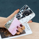 For Xiaomi Redmi Note 9T Flat Plating Splicing Gilding Protective Case(Grey Pink White Marble Color Matching)