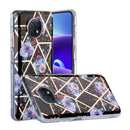 For Xiaomi Redmi Note 9T Flat Plating Splicing Gilding Protective Case(Black Background Flower Matching Color)