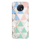 For Xiaomi Redmi Note 9T Flat Plating Splicing Gilding Protective Case(Blue White Green Pink Color Matching)