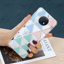 For Xiaomi Redmi Note 9T Flat Plating Splicing Gilding Protective Case(Blue White Green Pink Color Matching)