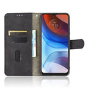 For Motorola Moto E7 Power Solid Color Skin Feel Magnetic Buckle Horizontal Flip Calf Texture PU Leather Case with Holder & Card Slots & Wallet(Black)