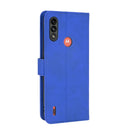 For Motorola Moto E7 Power Solid Color Skin Feel Magnetic Buckle Horizontal Flip Calf Texture PU Leather Case with Holder & Card Slots & Wallet(Blue)