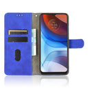 For Motorola Moto E7 Power Solid Color Skin Feel Magnetic Buckle Horizontal Flip Calf Texture PU Leather Case with Holder & Card Slots & Wallet(Blue)