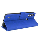 For Motorola Moto E7 Power Solid Color Skin Feel Magnetic Buckle Horizontal Flip Calf Texture PU Leather Case with Holder & Card Slots & Wallet(Blue)