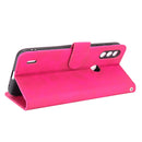 For Motorola Moto E7 Power Solid Color Skin Feel Magnetic Buckle Horizontal Flip Calf Texture PU Leather Case with Holder & Card Slots & Wallet(Rose Red)