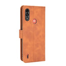 For Motorola Moto E7 Power Solid Color Skin Feel Magnetic Buckle Horizontal Flip Calf Texture PU Leather Case with Holder & Card Slots & Wallet(Brown)