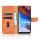 For Motorola Moto E7 Power Solid Color Skin Feel Magnetic Buckle Horizontal Flip Calf Texture PU Leather Case with Holder & Card Slots & Wallet(Brown)