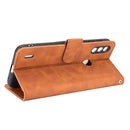 For Motorola Moto E7 Power Solid Color Skin Feel Magnetic Buckle Horizontal Flip Calf Texture PU Leather Case with Holder & Card Slots & Wallet(Brown)