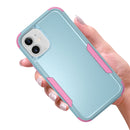 For iPhone 11 TPU + PC Shockproof Protective Case (Grey Green + Pink)