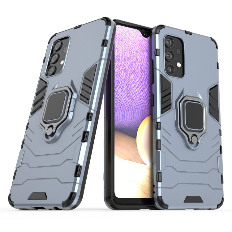For Samsung Galaxy A32 4G PC + TPU Shockproof Protective Case with Magnetic Ring Holder(Navy Blue)
