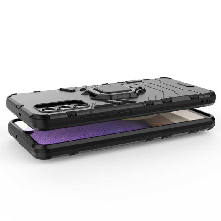 For Samsung Galaxy A32 4G PC + TPU Shockproof Protective Case with Magnetic Ring Holder(Navy Blue)