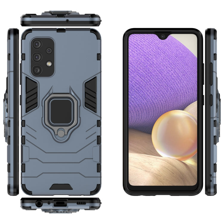 For Samsung Galaxy A32 4G PC + TPU Shockproof Protective Case with Magnetic Ring Holder(Navy Blue)