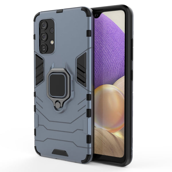 For Samsung Galaxy A32 4G PC + TPU Shockproof Protective Case with Magnetic Ring Holder(Navy Blue)