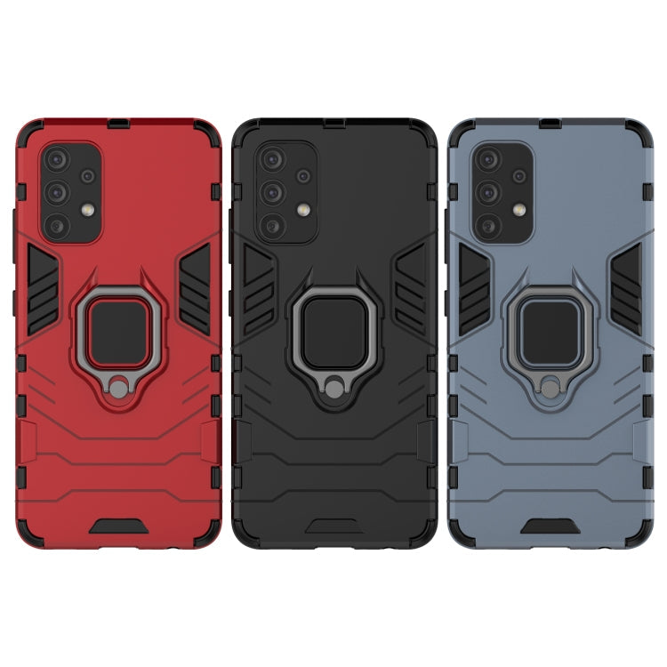 For Samsung Galaxy A32 4G PC + TPU Shockproof Protective Case with Magnetic Ring Holder(Navy Blue)