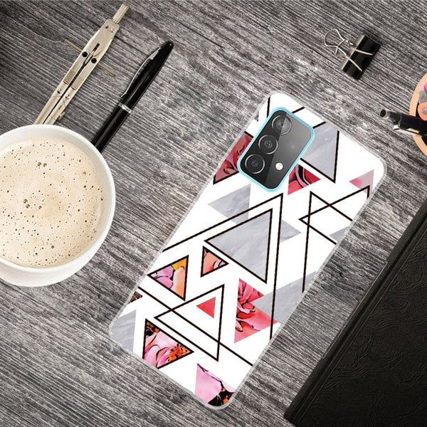 For Samsung Galaxy A32 4G Triangular Marble Pattern TPU Protective Case(SJ-2)