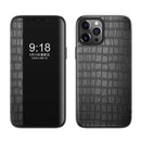 Crocodile Texture Display Window Horizontal Flip Leather Case For iPhone 12 / 12 Pro(Black)
