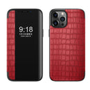 Crocodile Texture Display Window Horizontal Flip Leather Case For iPhone 12 mini(Red)