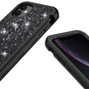 For iPhone 11 3 in 1 Glitter Solid Color TPU + PC Shockproof Case(Black)