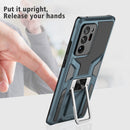 For Samsung Galaxy Note20 Ultra Armor 2 in 1 PC + TPU Magnetic Shockproof Case with Foldable Holder(Cyan)