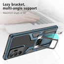 For Samsung Galaxy Note20 Ultra Armor 2 in 1 PC + TPU Magnetic Shockproof Case with Foldable Holder(Cyan)