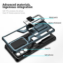 For Samsung Galaxy Note20 Ultra Armor 2 in 1 PC + TPU Magnetic Shockproof Case with Foldable Holder(Cyan)