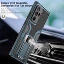 For Samsung Galaxy Note20 Ultra Armor 2 in 1 PC + TPU Magnetic Shockproof Case with Foldable Holder(Cyan)