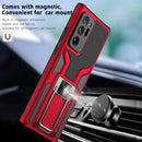 For Samsung Galaxy Note20 Ultra Armor 2 in 1 PC + TPU Magnetic Shockproof Case with Foldable Holder(Red)