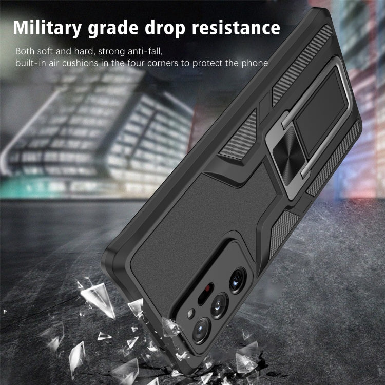 For Samsung Galaxy Note20 Ultra Armor 2 in 1 PC + TPU Magnetic Shockproof Case with Foldable Holder(Black)