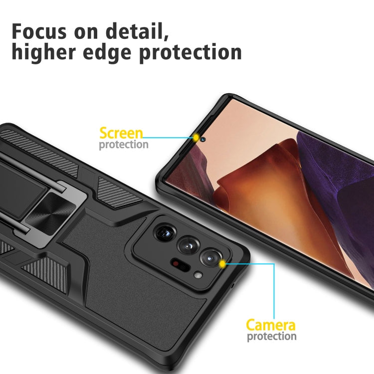 For Samsung Galaxy Note20 Ultra Armor 2 in 1 PC + TPU Magnetic Shockproof Case with Foldable Holder(Black)