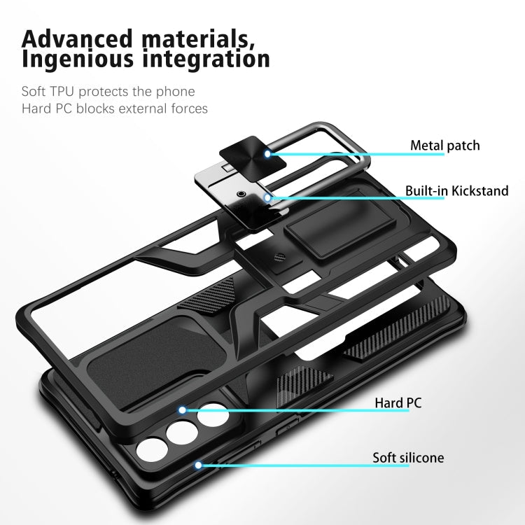For Samsung Galaxy Note20 Ultra Armor 2 in 1 PC + TPU Magnetic Shockproof Case with Foldable Holder(Black)