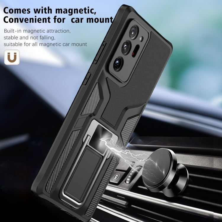 For Samsung Galaxy Note20 Ultra Armor 2 in 1 PC + TPU Magnetic Shockproof Case with Foldable Holder(Black)