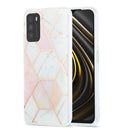 For Xiaomi Poco M3 / Note 9 4G / Redmi 9 Power / Redmi 9T 3D Electroplating Marble Pattern TPU Protective Case(Pink White)