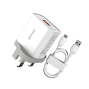 WK WP-U57 Max 18W Maxspeed QC3.0 Fast Charger + USB to Micro USB Data Cable, Plug Type:UK Plug