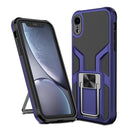 Armor 2 in 1 PC + TPU Magnetic Shockproof Case with Foldable Holder For iPhone XR(Blue)