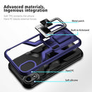 Armor 2 in 1 PC + TPU Magnetic Shockproof Case with Foldable Holder For iPhone XR(Blue)