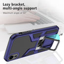 Armor 2 in 1 PC + TPU Magnetic Shockproof Case with Foldable Holder For iPhone XR(Blue)