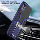 Armor 2 in 1 PC + TPU Magnetic Shockproof Case with Foldable Holder For iPhone XR(Blue)