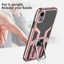 Armor 2 in 1 PC + TPU Magnetic Shockproof Case with Foldable Holder For iPhone XR(Rose Gold)