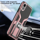 Armor 2 in 1 PC + TPU Magnetic Shockproof Case with Foldable Holder For iPhone XR(Rose Gold)