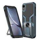 Armor 2 in 1 PC + TPU Magnetic Shockproof Case with Foldable Holder For iPhone XR(Cyan)