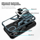 Armor 2 in 1 PC + TPU Magnetic Shockproof Case with Foldable Holder For iPhone XR(Cyan)