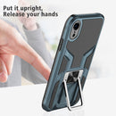 Armor 2 in 1 PC + TPU Magnetic Shockproof Case with Foldable Holder For iPhone XR(Cyan)