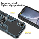 Armor 2 in 1 PC + TPU Magnetic Shockproof Case with Foldable Holder For iPhone XR(Cyan)