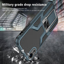 Armor 2 in 1 PC + TPU Magnetic Shockproof Case with Foldable Holder For iPhone XR(Cyan)