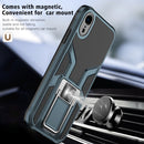 Armor 2 in 1 PC + TPU Magnetic Shockproof Case with Foldable Holder For iPhone XR(Cyan)