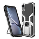 Armor 2 in 1 PC + TPU Magnetic Shockproof Case with Foldable Holder For iPhone XR(Silver)