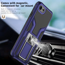Armor 2 in 1 PC + TPU Magnetic Shockproof Case with Foldable Holder For iPhone 7 / 8(Blue)