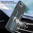 Armor 2 in 1 PC + TPU Magnetic Shockproof Case with Foldable Holder For iPhone 7 / 8(Cyan)