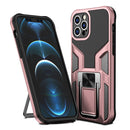 Armor 2 in 1 PC + TPU Magnetic Shockproof Case with Foldable Holder For iPhone 12 Pro Max(Rose Gold)
