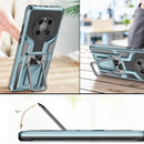 For Xiaomi Poco M3 Armor 2 in 1 PC + TPU Magnetic Shockproof Case with Foldable Holder(Blue)